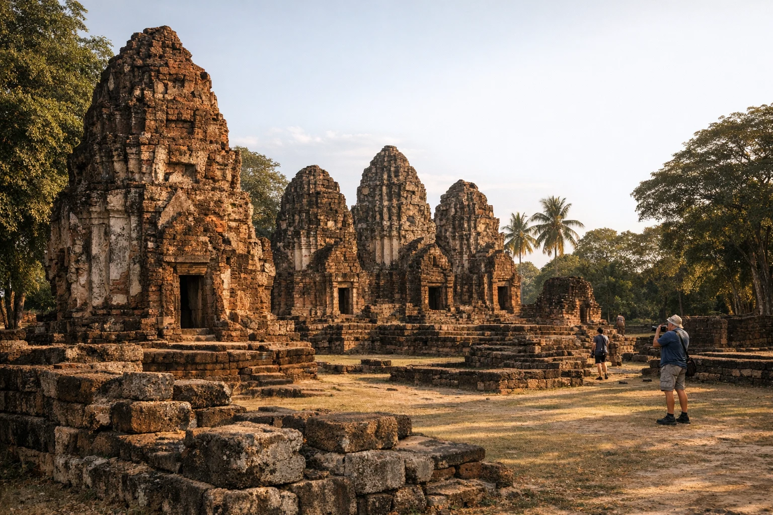 Ancient laterite prang towers at Wat Phu Kamphaeng Laeng in Phetchaburi, Thailand