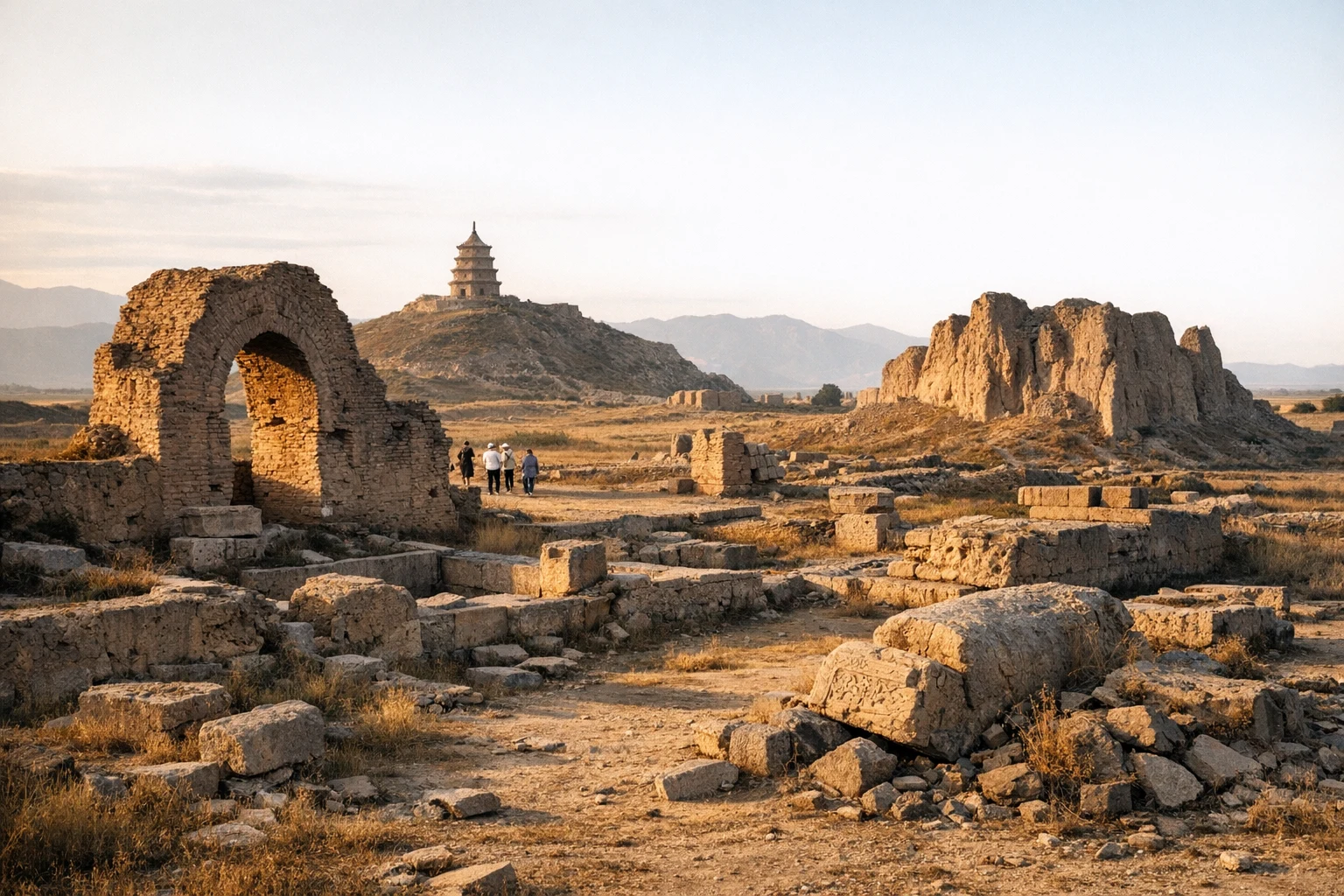 Panoramic view of the Xanadu Ruins, grassland city remains in Inner Mongolia, China