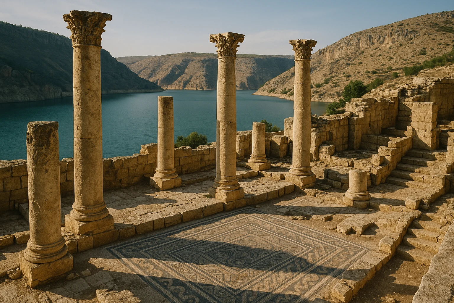 Roman mosaic remains at Zeugma on the Euphrates in Gaziantep Province, Turkey
